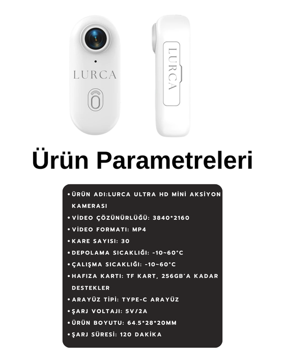 LURCA 4K Ultra HD Aksiyon Kamerası 🎥 – Manyetik, Hafif, Suya Dayanıklı!