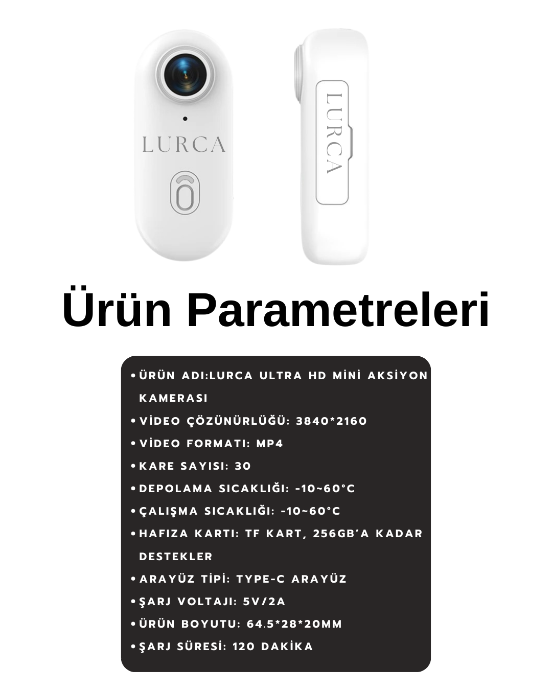 LURCA™ 4K Aksiyon Kamerası – Manyetik Montaj, 30m Su Geçirmezlik, Ultra Hafif & Taşınabilir!
